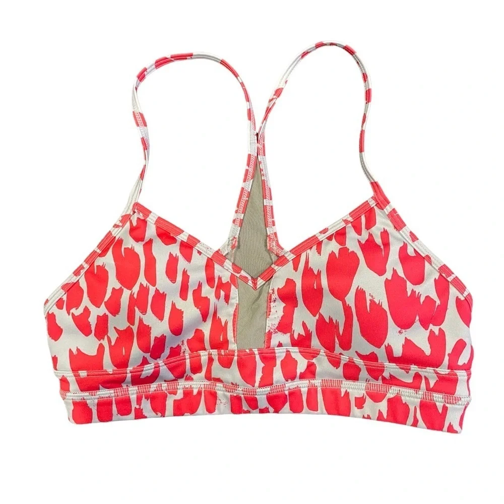 Alo Pink and gray mesh Sport Yoga Animal Print Bra
